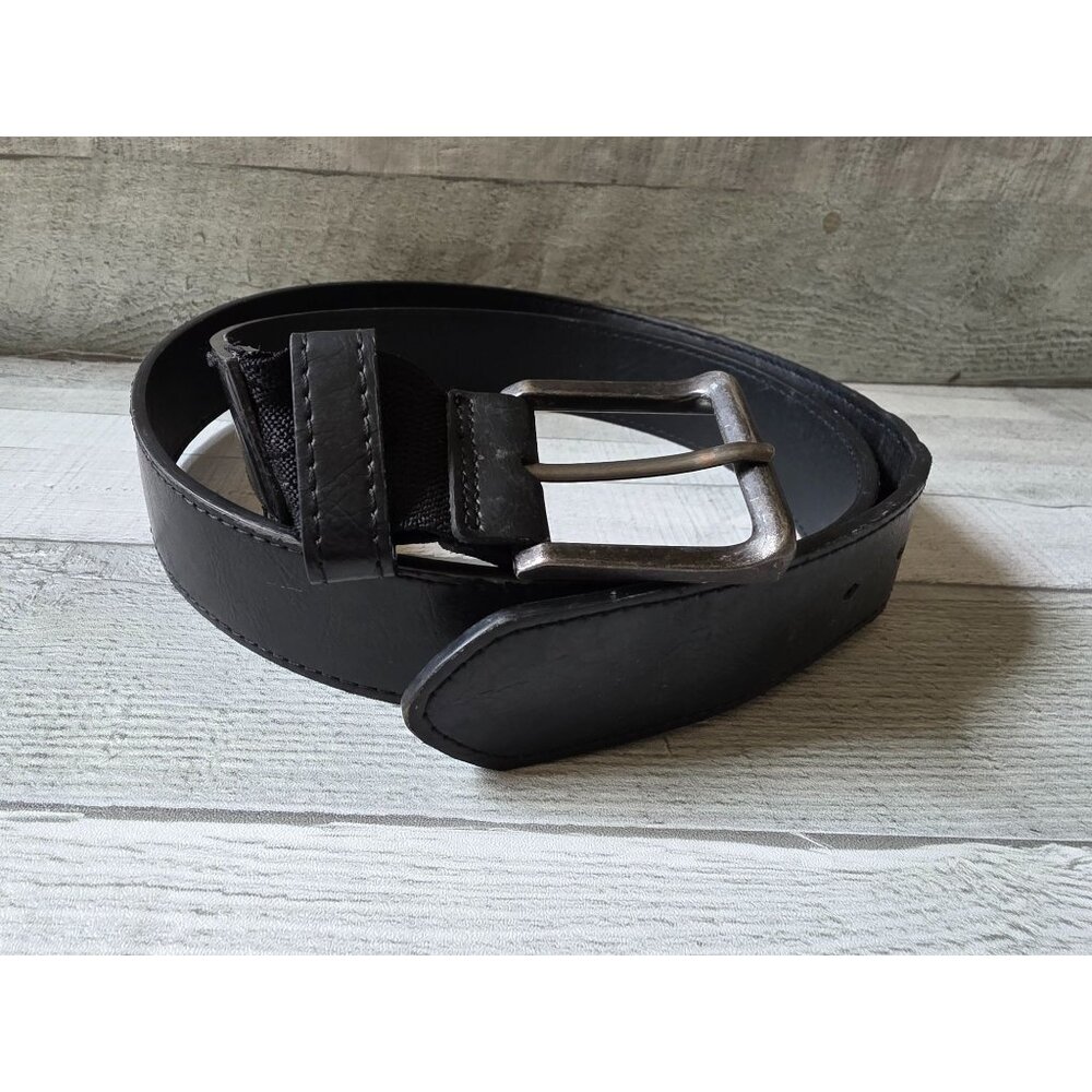 Mens Mossy Oak 40-42 Black Leather Belt With Metal Buckle